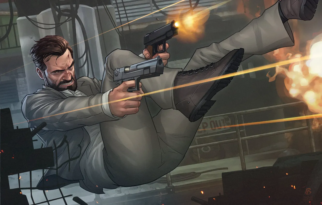 Фото обои оружие, пистолеты, мужик, patrick brown, Max Payne 3, Макс Пэйн