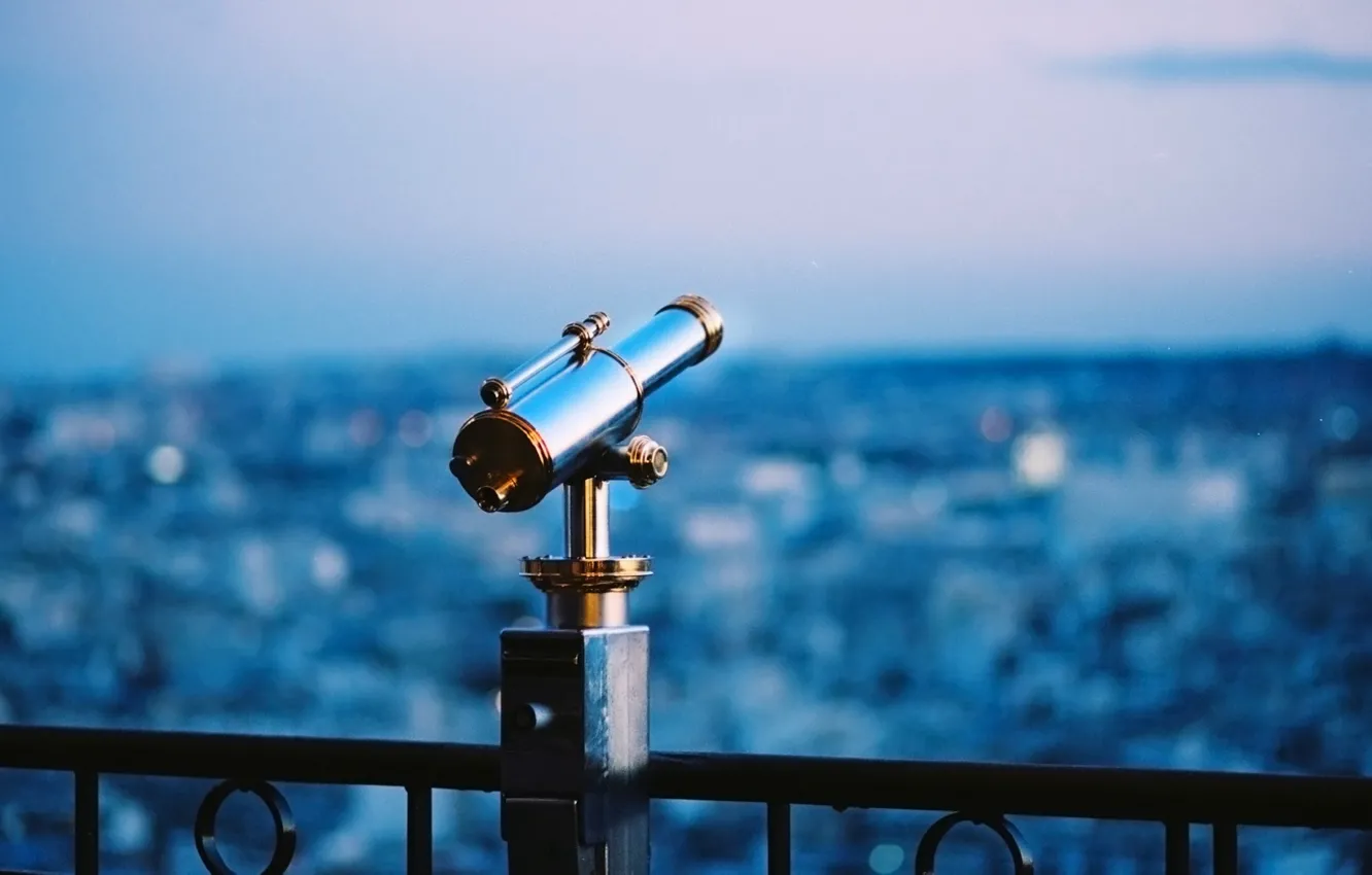 Фото обои труба, красиво, телескоп, nature, голубой фон, mood