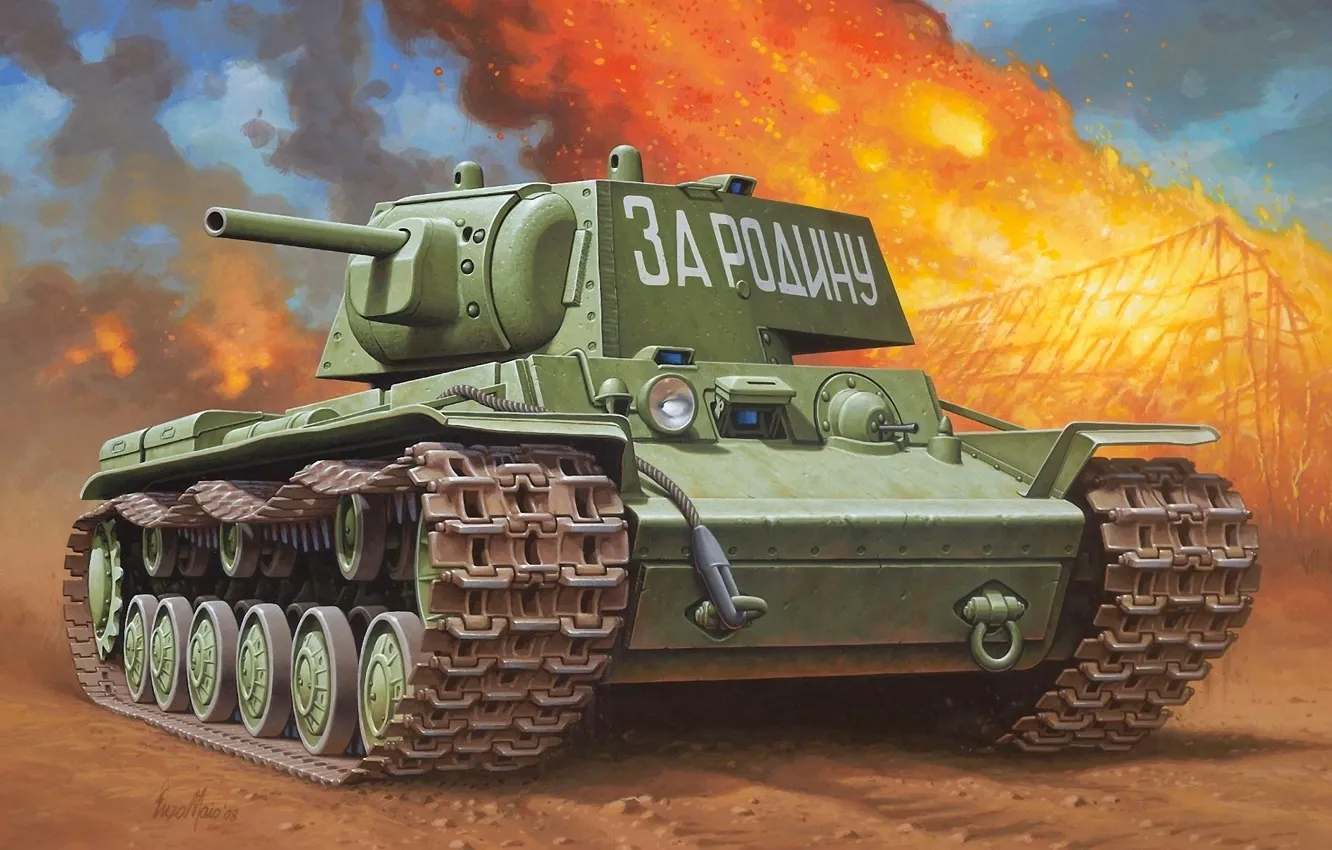 Фото обои рисунок, танк, Вторая мировая, СССР, тяжелый, советский, РККА, Enzo Maio