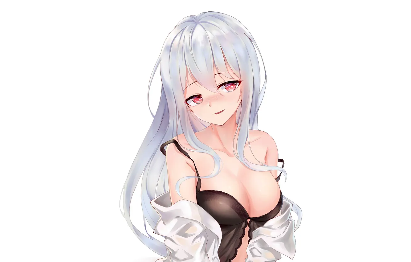 Фото обои girl, sexy, lingerie, cleavage, babydoll, long hair, boobs, anime