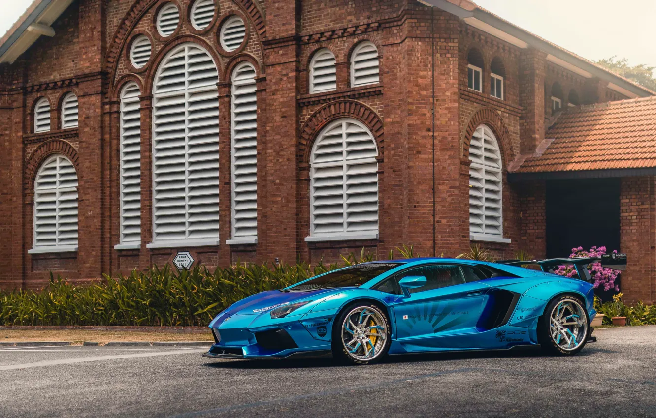 Фото обои Blue, Tuning, Aventador