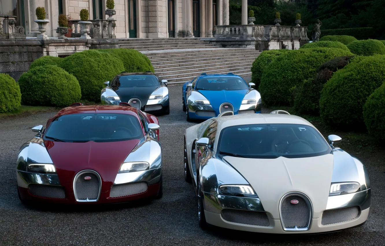 Фото обои Bugatti Veyron, суперкары, четыре, Centenaire