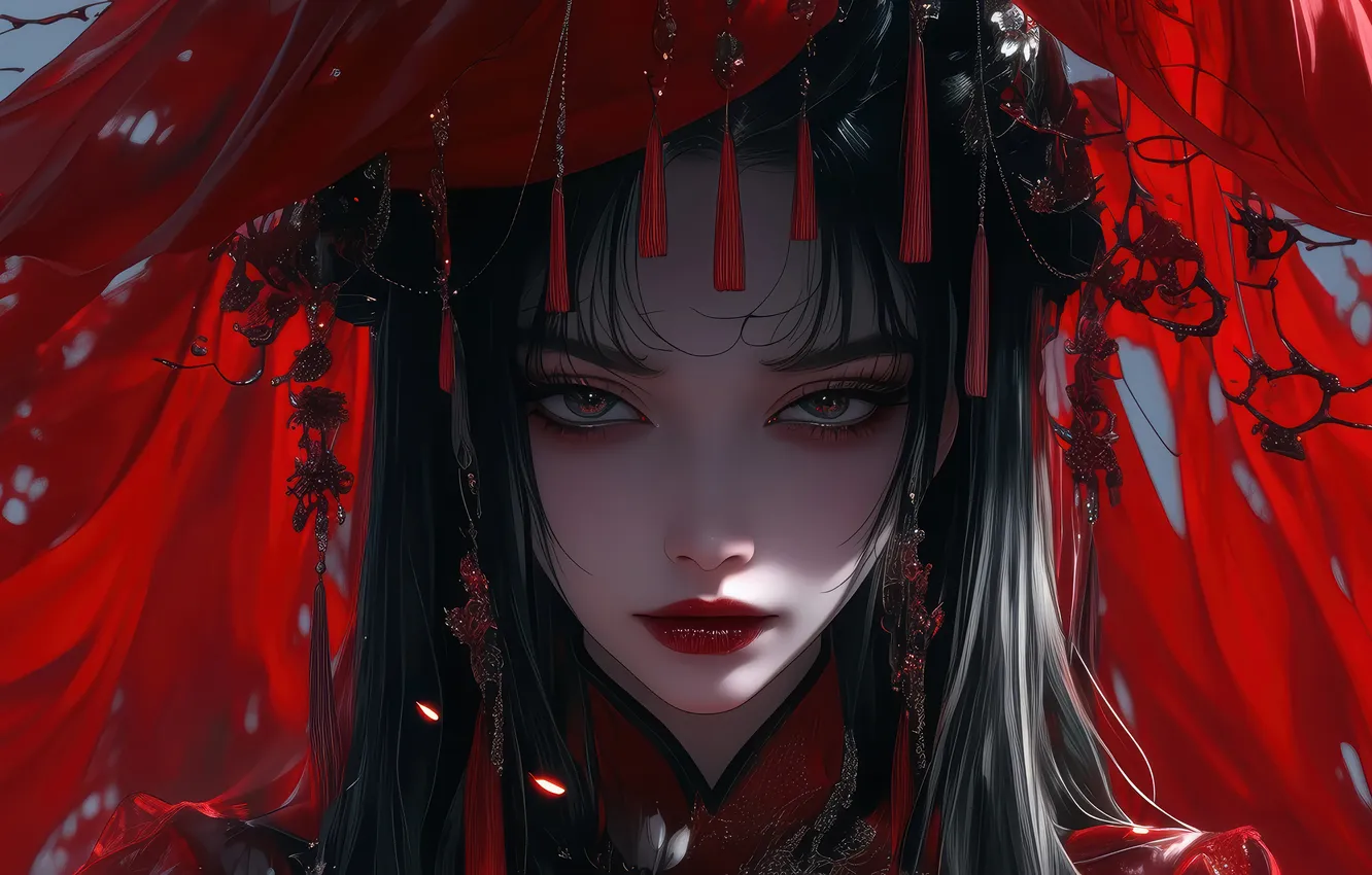 Фото обои Girl, Fantasy, Anime, Face, Anime Girl, AI Art, AI Generated