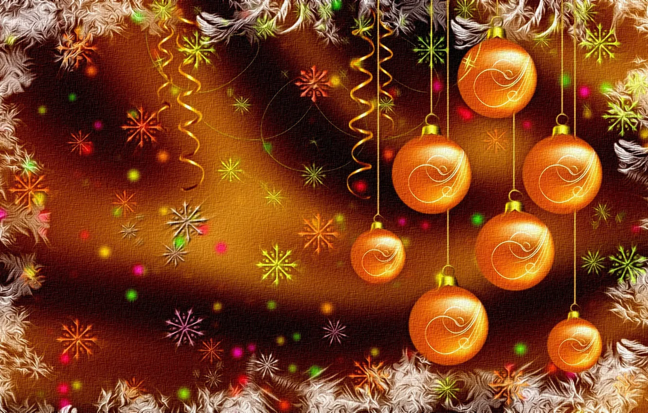 Фото обои яркие краски, снежинки, рендеринг, фон, рисунок, Новый Год, Рождество, серпантин