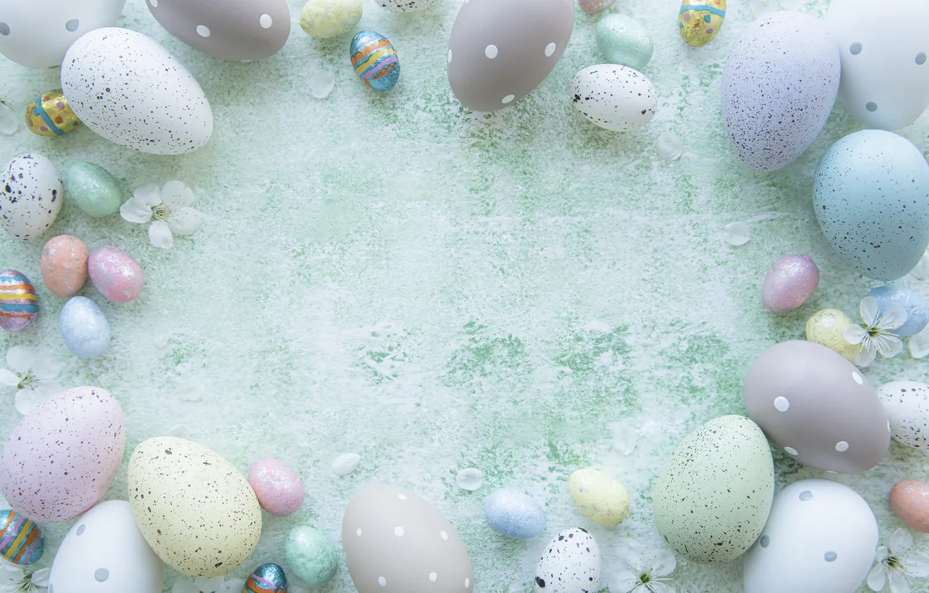 Фото обои цветы, яйца, весна, Пасха, happy, flowers, spring, Easter