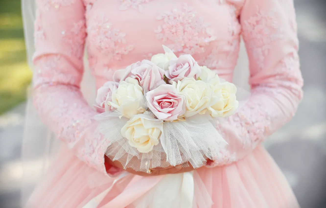 Фото обои розы, букет, невеста, свадьба, bouquet, wedding