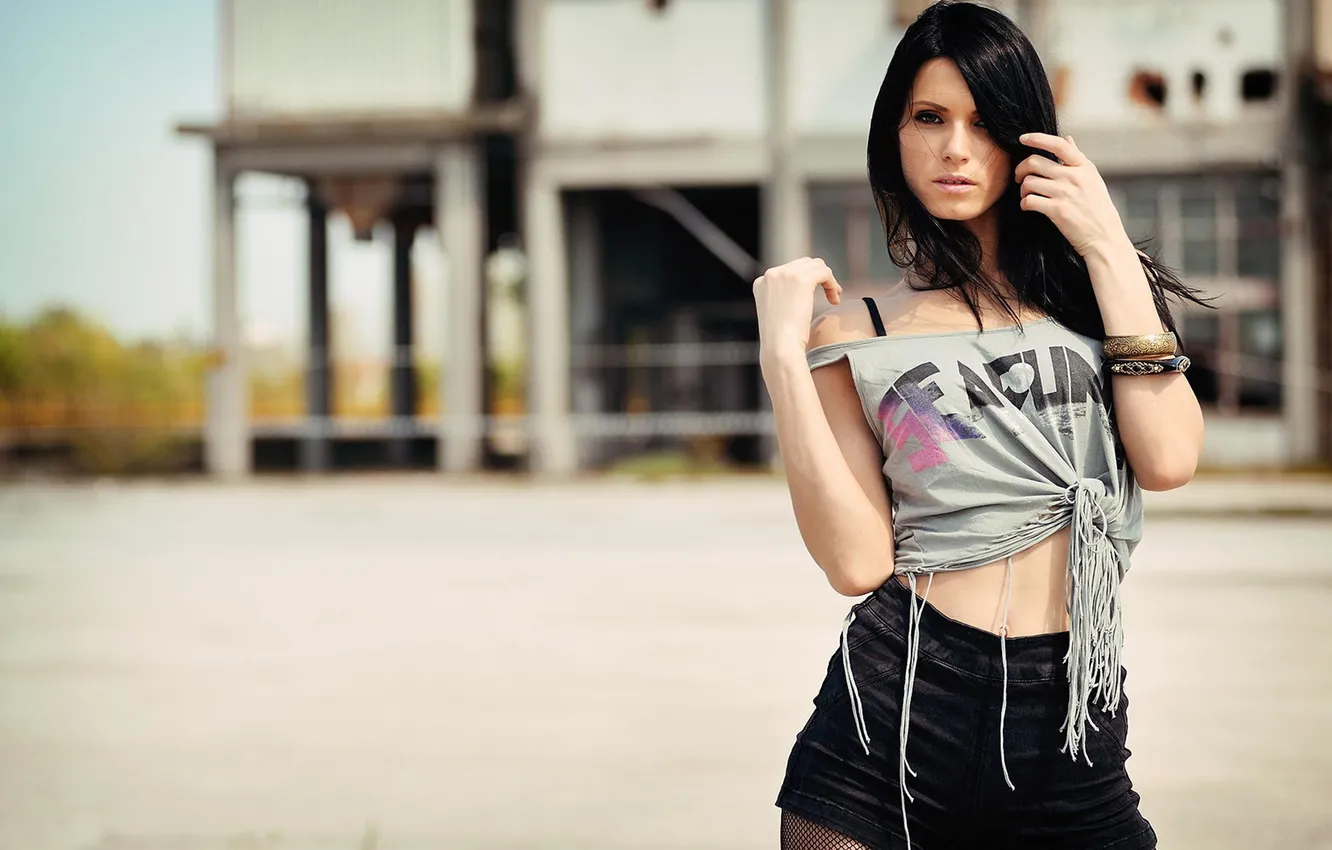 Фото обои sunshine, sexy, Black hair girl