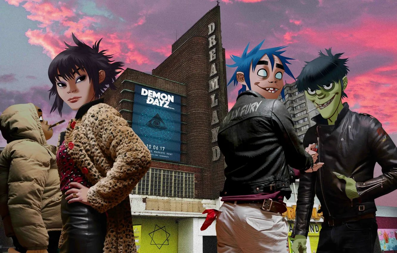Фото обои Музыка, Стиль, Арт, Gorillaz, Группа, Noodle, Russel Hobbs, Нудл