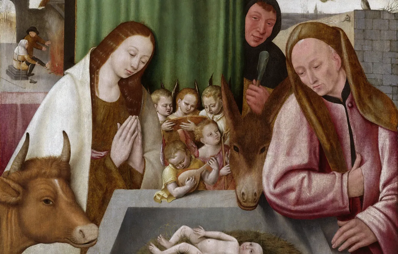 Фото обои Hieronymus Bosch, 1550-1600, Поклонение младенцу Христу