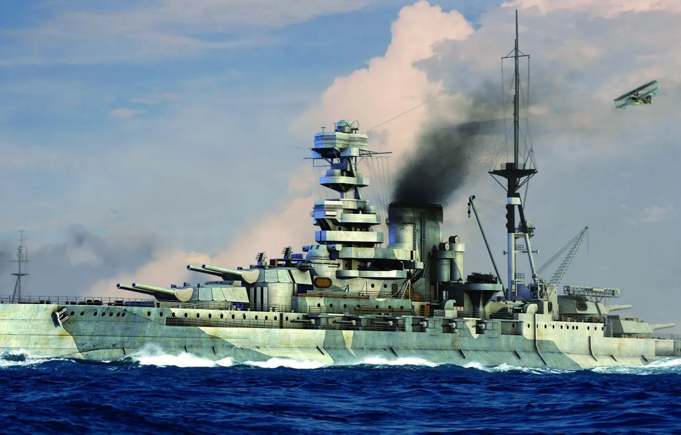 Фото обои корабль, арт, флот, военный, линкор, британский, battleship, WW2
