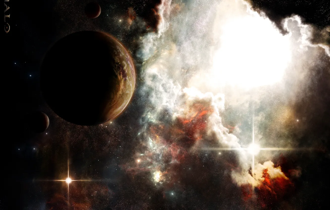 Фото обои звезды, туманность, планета, спутник, созвездие, nebula