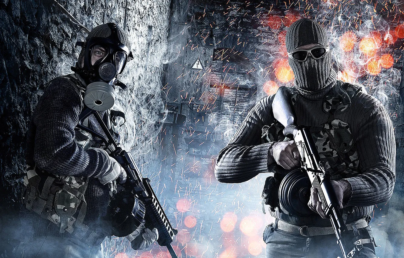 Фото обои оружие, маска, очки, автомат, противогаз, Battlefield 3, Поле Битвы 3