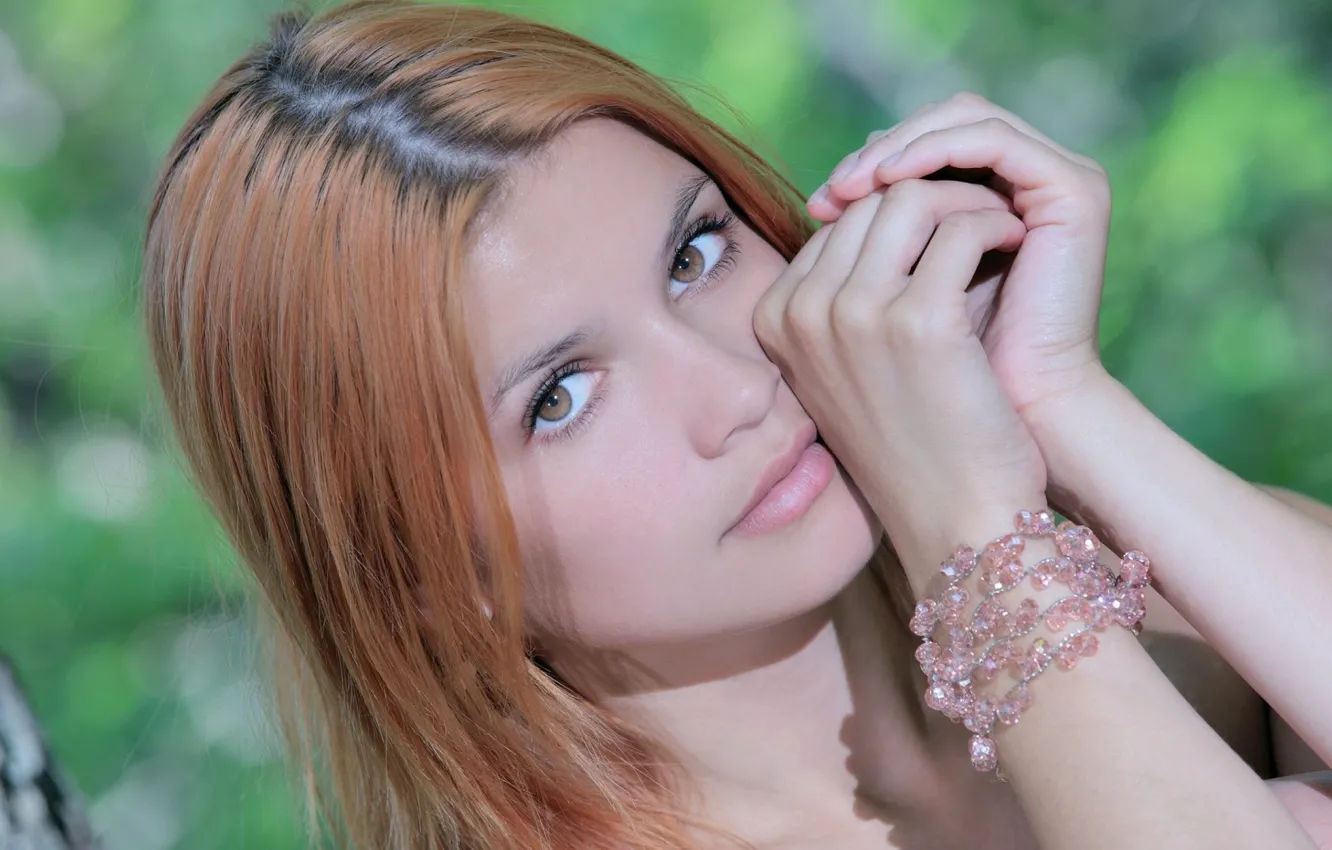 Фото обои девушка, модель, Wallpaper, women, redheads, pornstars, closeup, violla a