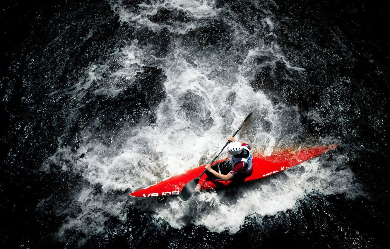 Фото обои вода, стихия, спортсмен, каяк, гребля на байдарке