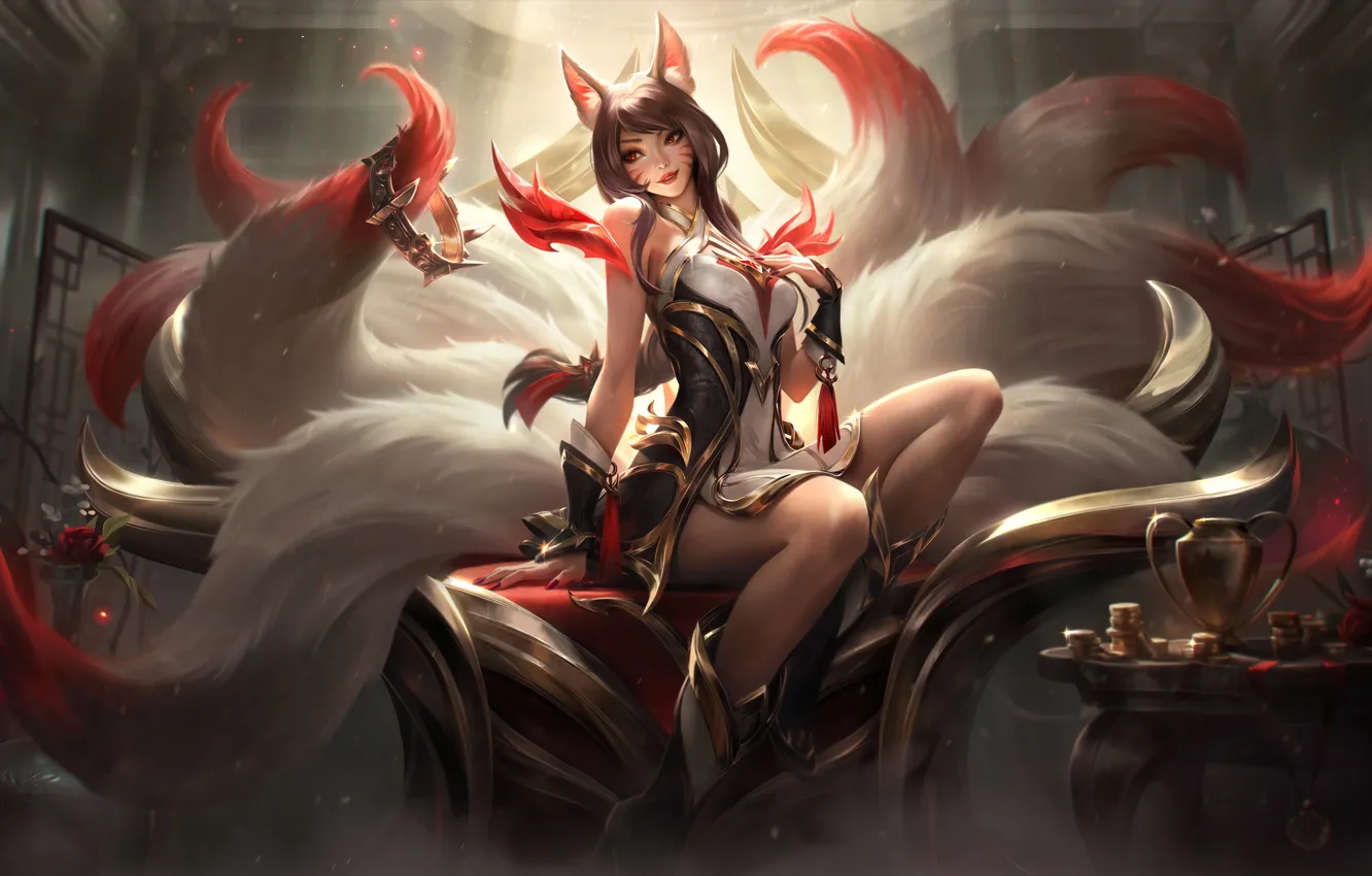 Фото обои Маг, League of Legends, Ahri, LOL, Лига Легенд, Wizard, ЛОЛ, Ари