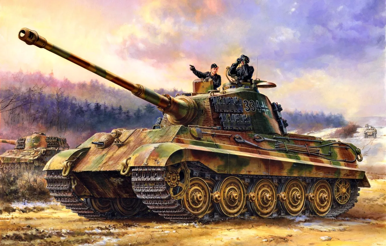 Фото обои Германия, Танк, Tiger II, Тяжёлый, Третий рейх, WWII, Танкисты, Панцерваффе