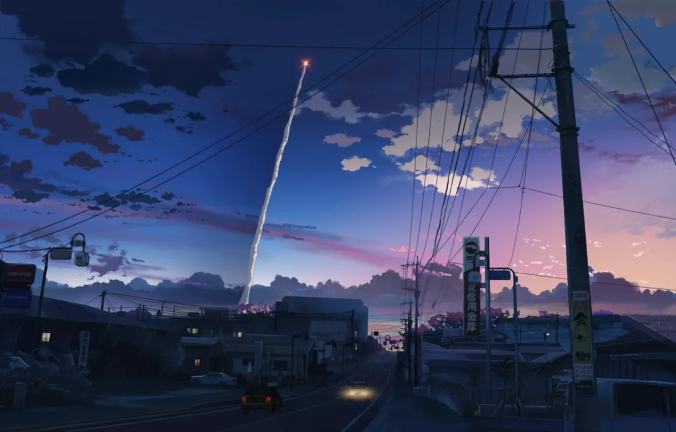 Фото обои Scenery, Screenshot, Makoto Shinkai, 5 Centimeters Per Second
