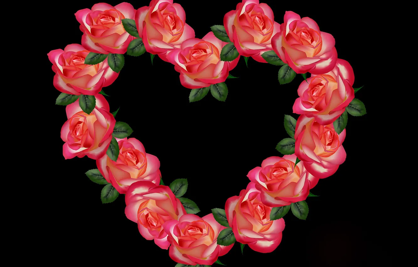 Фото обои цветы, сердце, розы, 8 марта