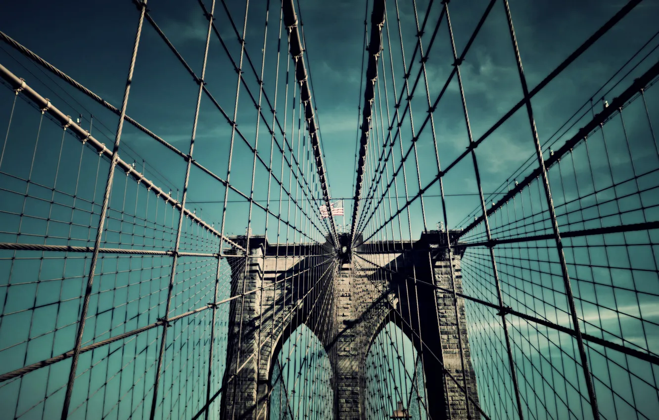 Фото обои мост, город, New York, Brooklyn Bridge