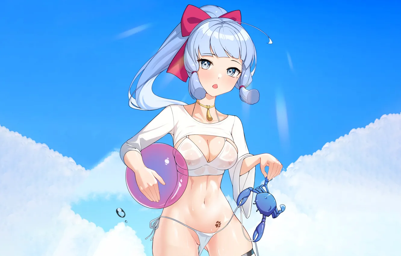 Фото обои girl, sexy, cleavage, long hair, boobs, anime, beautiful, twintails