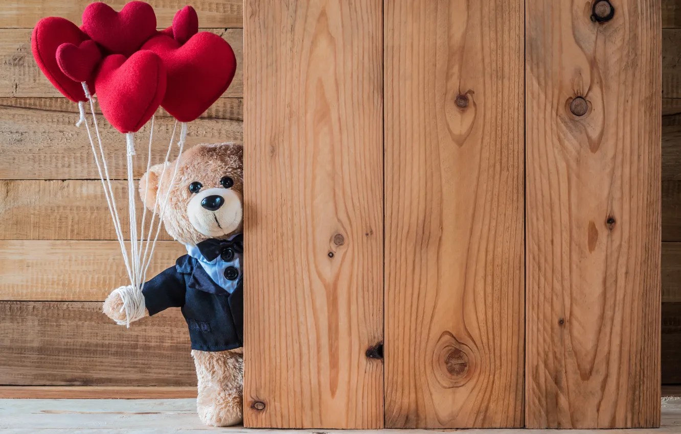 Фото обои любовь, игрушка, сердце, медведь, сердечки, red, love, bear