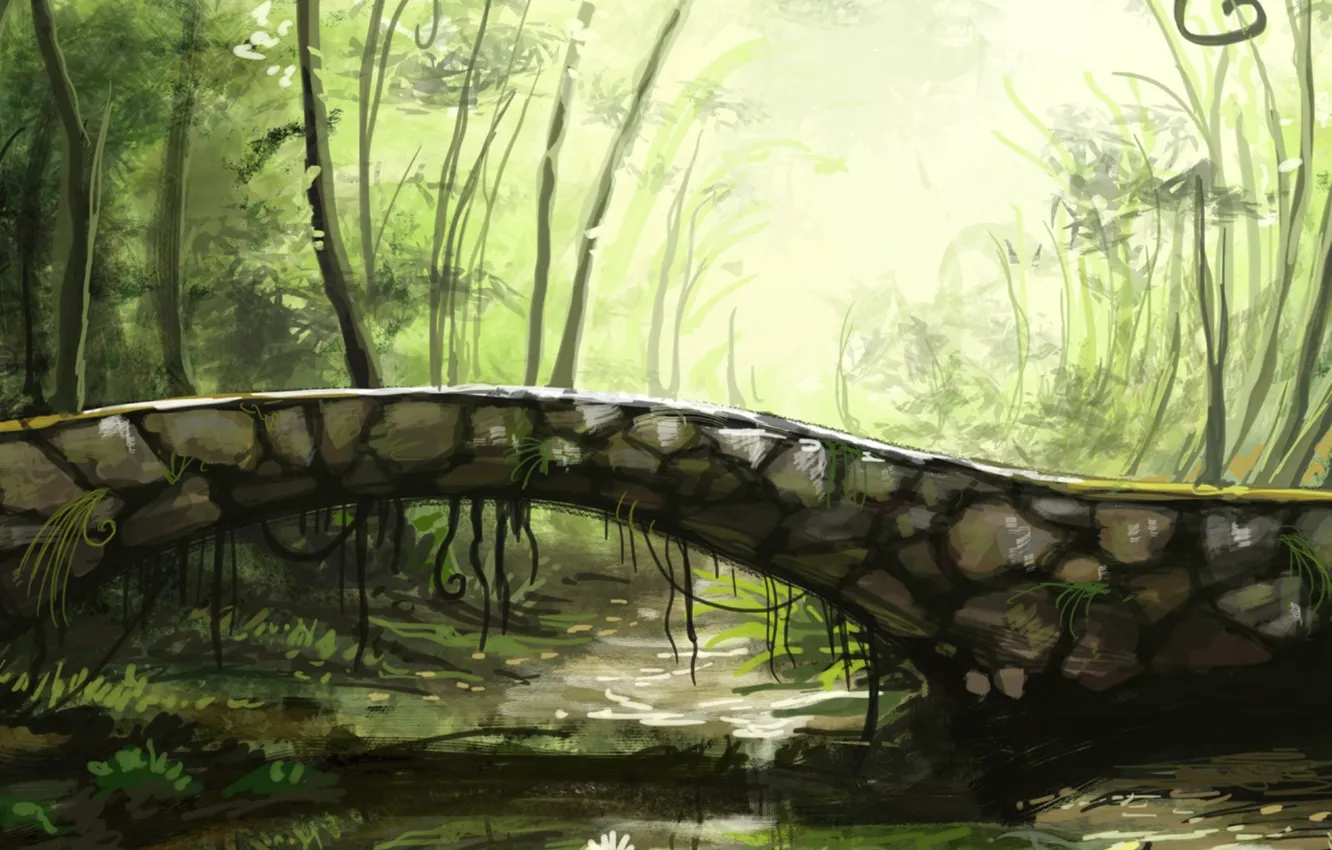 Фото обои мост, парк, арт