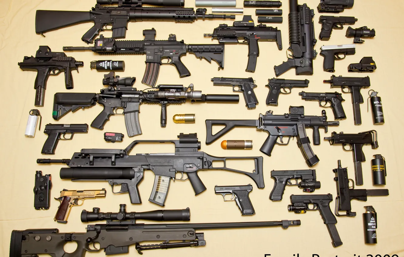 Фото обои пистолет, снайперская винтовка, glock, Beretta, awp, пистолет-пулемет, G36, MP-5