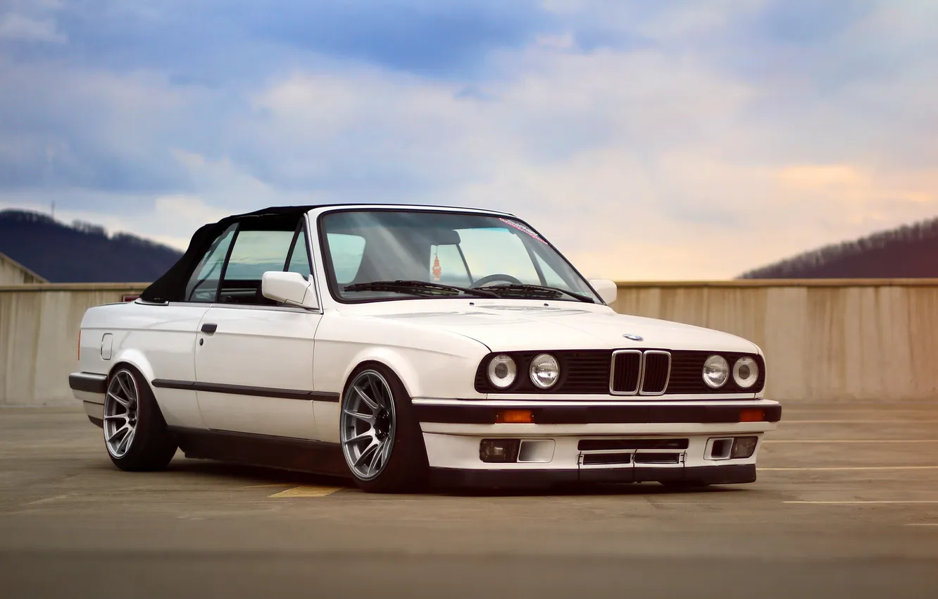 Фото обои белый, бмв, BMW, white, кабриолет, e30, 3 серия