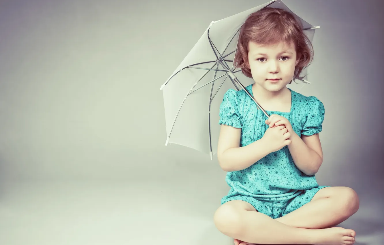Фото обои поза, зонт, девочка, ребёнок