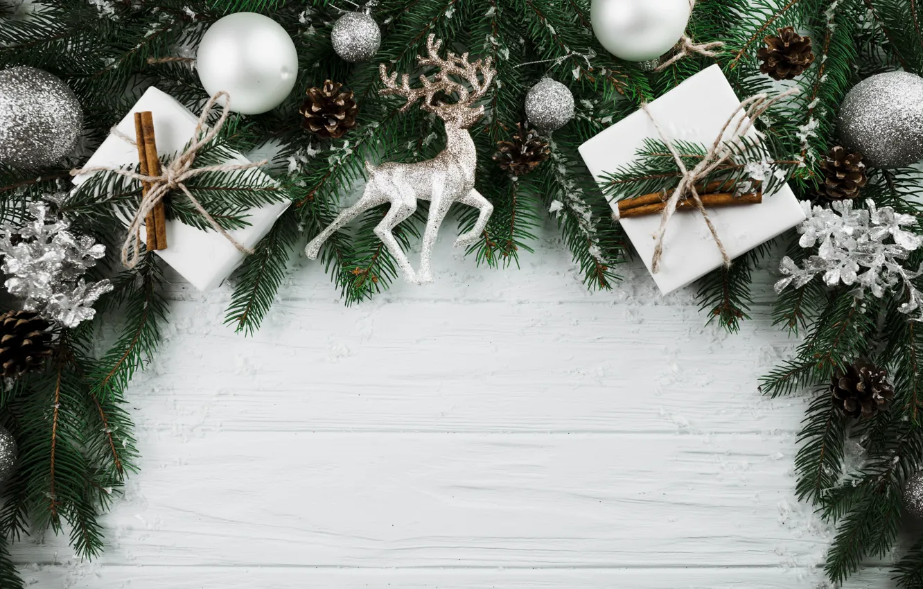 Фото обои шары, елка, Новый Год, Рождество, подарки, Christmas, balls, wood