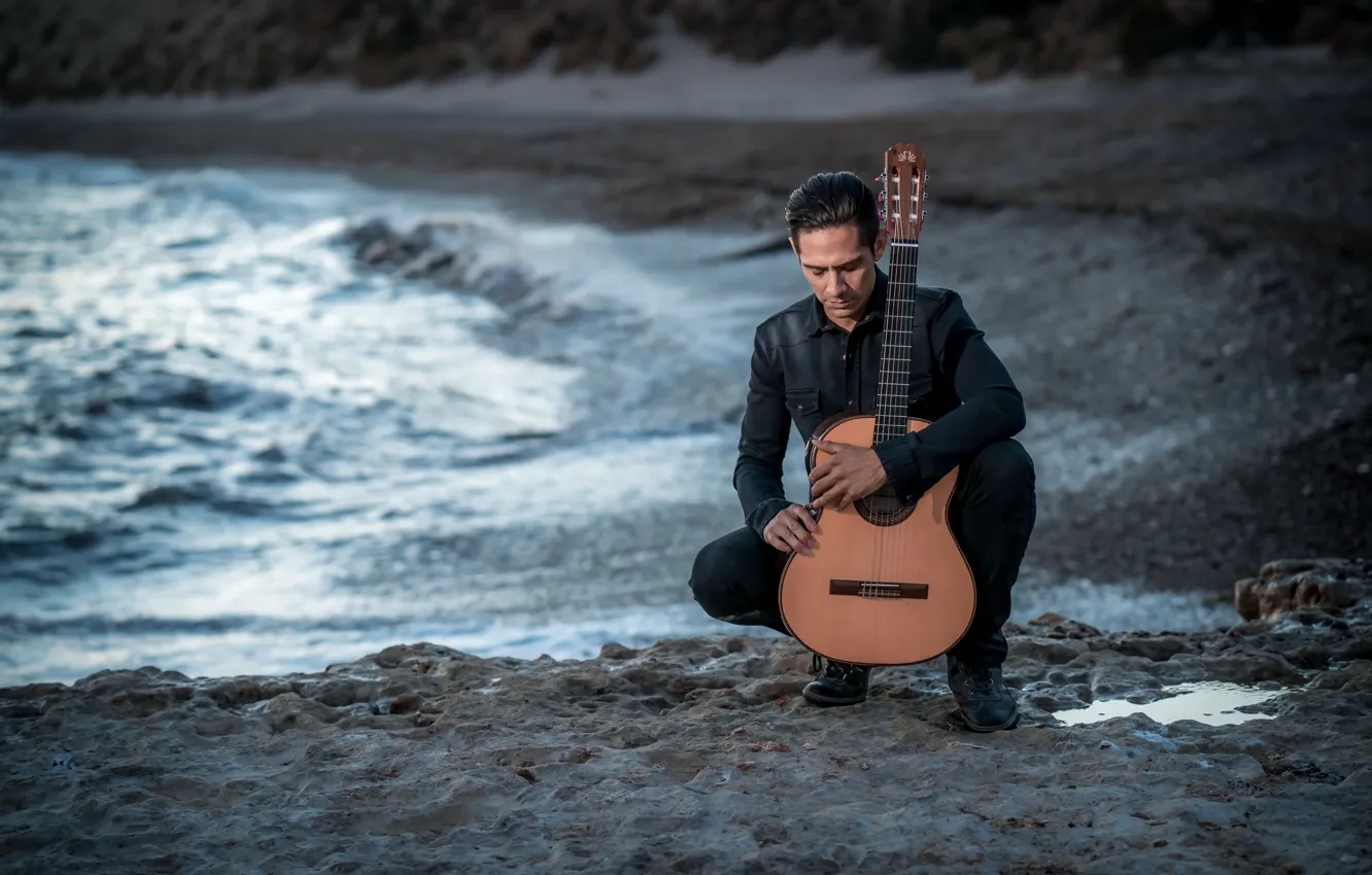 Фото обои берег, гитара, Sergio