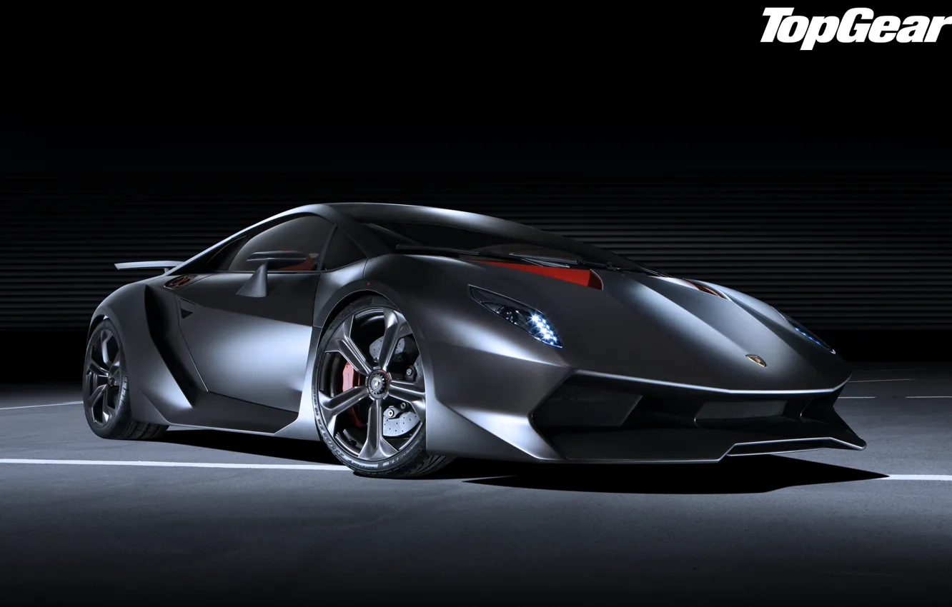 Фото обои Concept, темнота, Lamborghini, концепт, суперкар, полумрак, top gear, передок