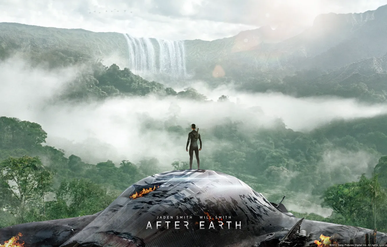 Фото обои корабль, крушение, джунгли, After Earth, После нашей эры