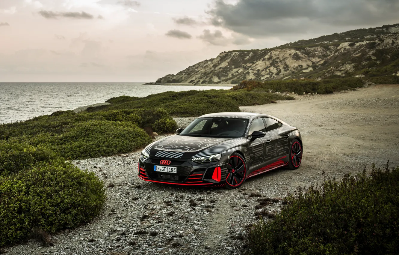 Фото обои Audi, побережье, купе, 2020, RS e-Tron GT Prototype