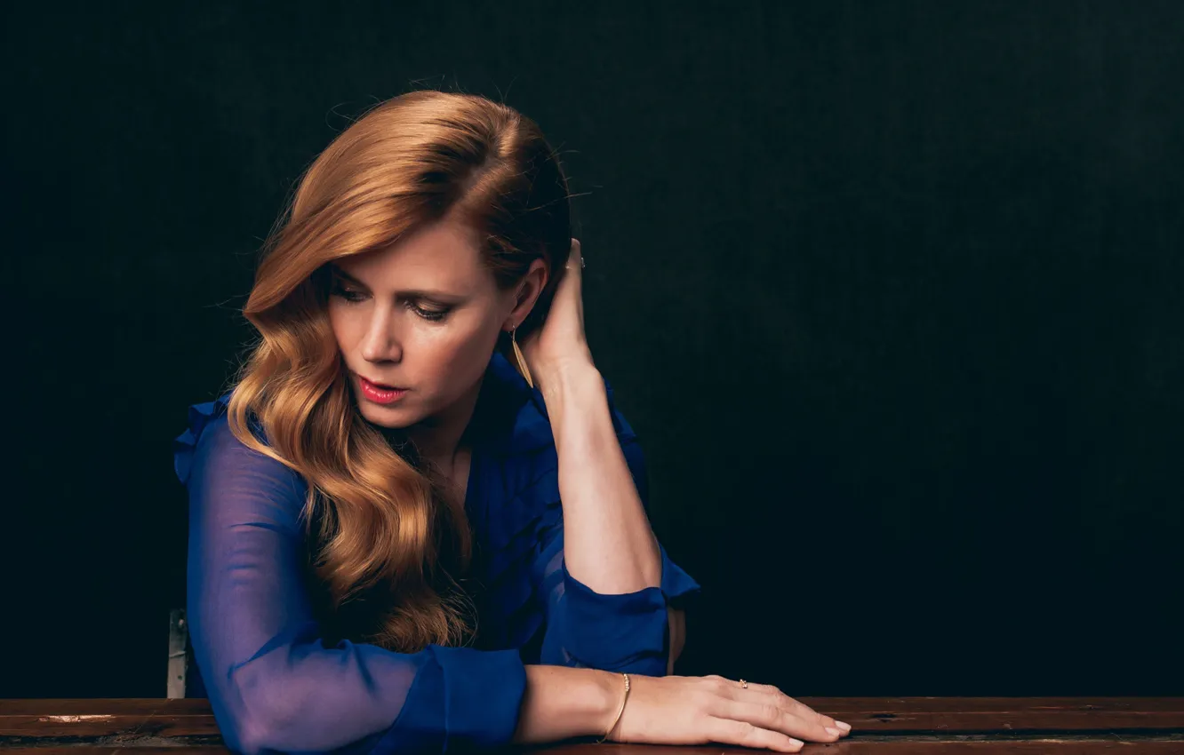 Фото обои макияж, платье, актриса, прическа, шатенка, синее, фотосессия, Amy Adams
