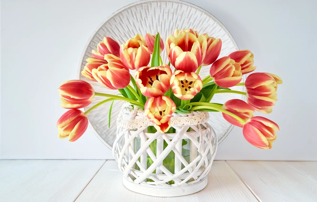 Фото обои букет, тюльпаны, ваза, композиция, Anya Ivanova