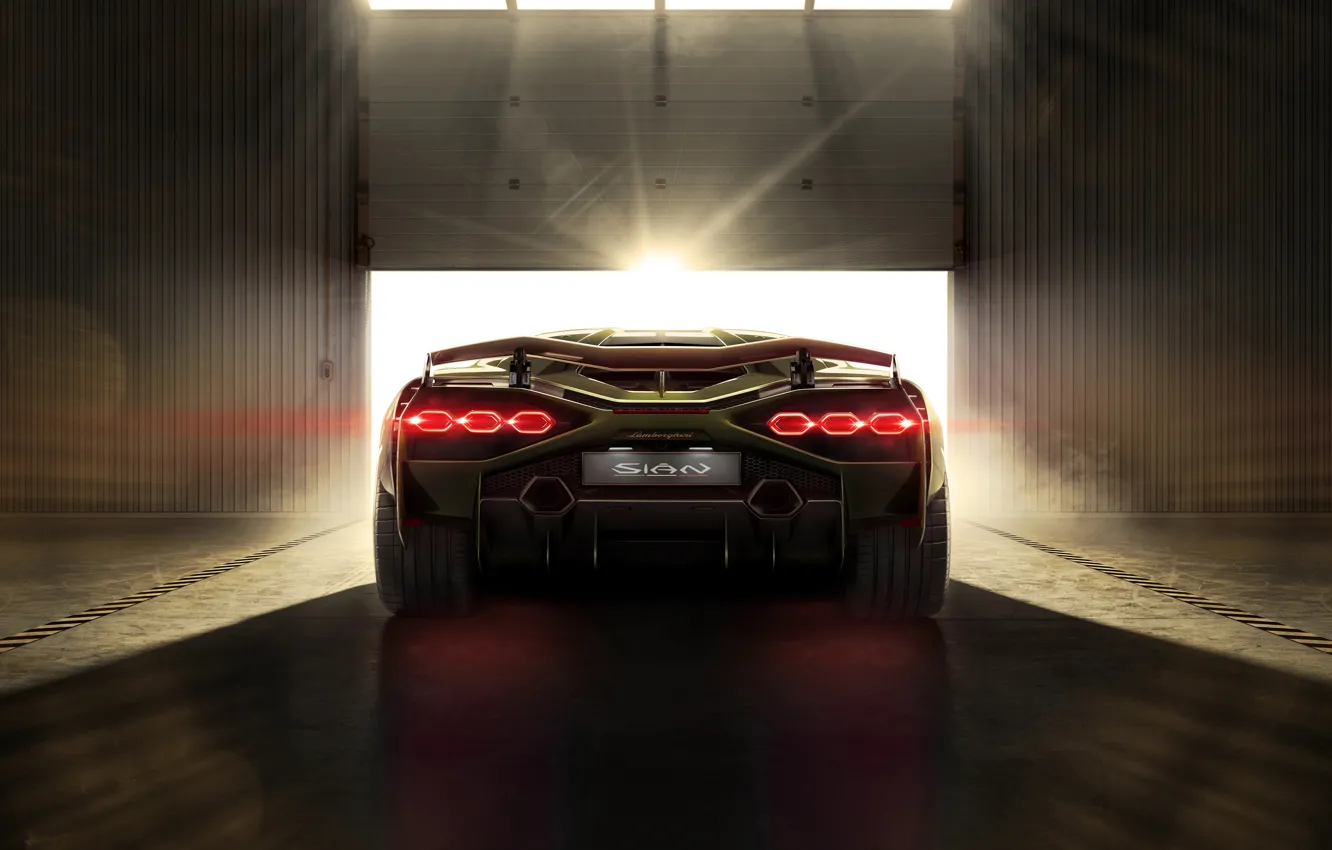 Фото обои машина, свет, Lamborghini, фонари, суперкар, Sián