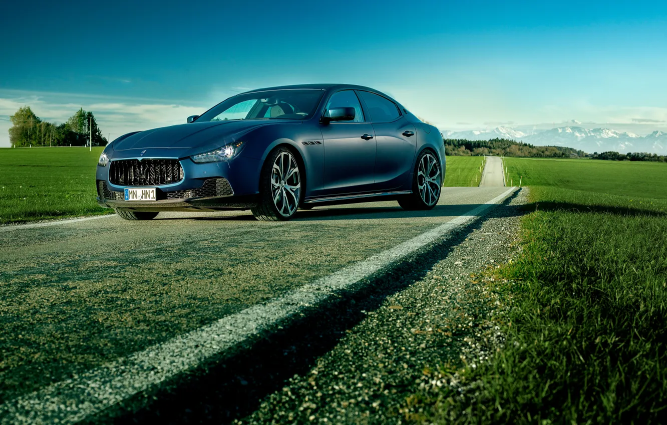 Фото обои синий, фото, Maserati, автомобиль, Ghibli, роскошный, Novitec Tridente