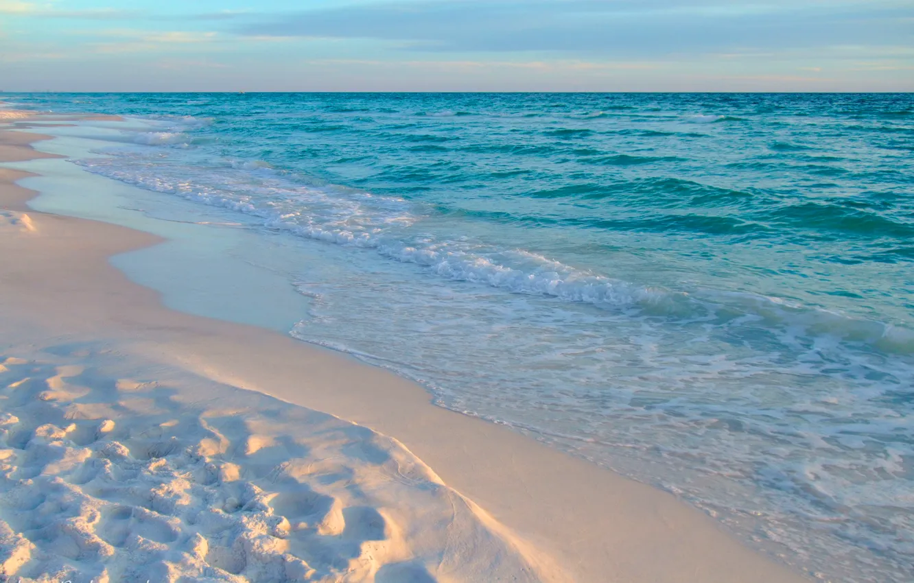 Фото обои песок, море, пляж, небо, облака, пейзаж, отдых, обои