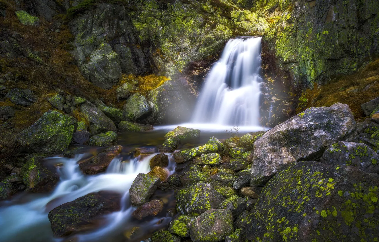 Фото обои камни, водопад, Норвегия, Norway, Нурефьель, Norefjell