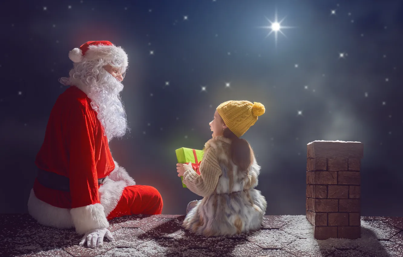 Фото обои новый год, Рождество, night, merry christmas, Santa Claus