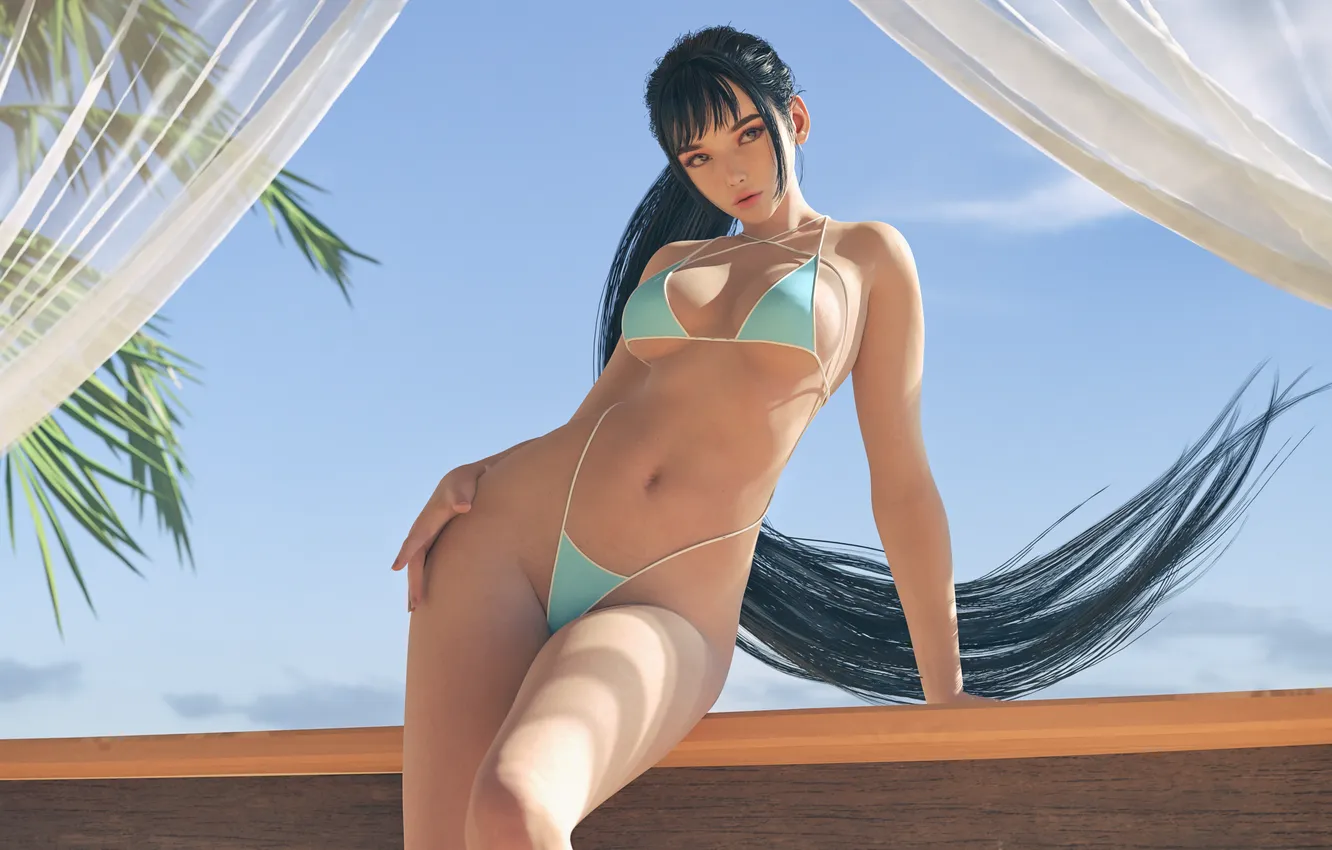 Фото обои long hair, ponytail, looking away, arm support, video game girls, video game characters, HydraFXX