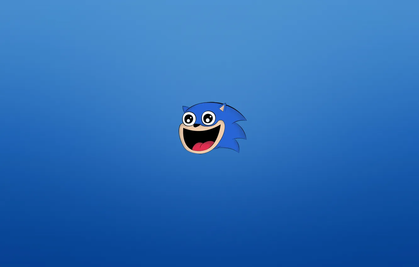 Фото обои минимализм, голова, ежик, синий фон, соник, Sonic, счастливая морда