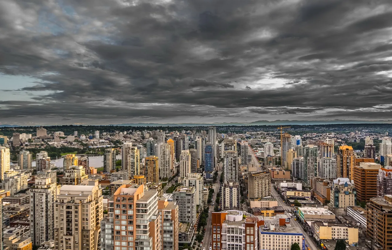 Фото обои skyline, clouds, Vancouver