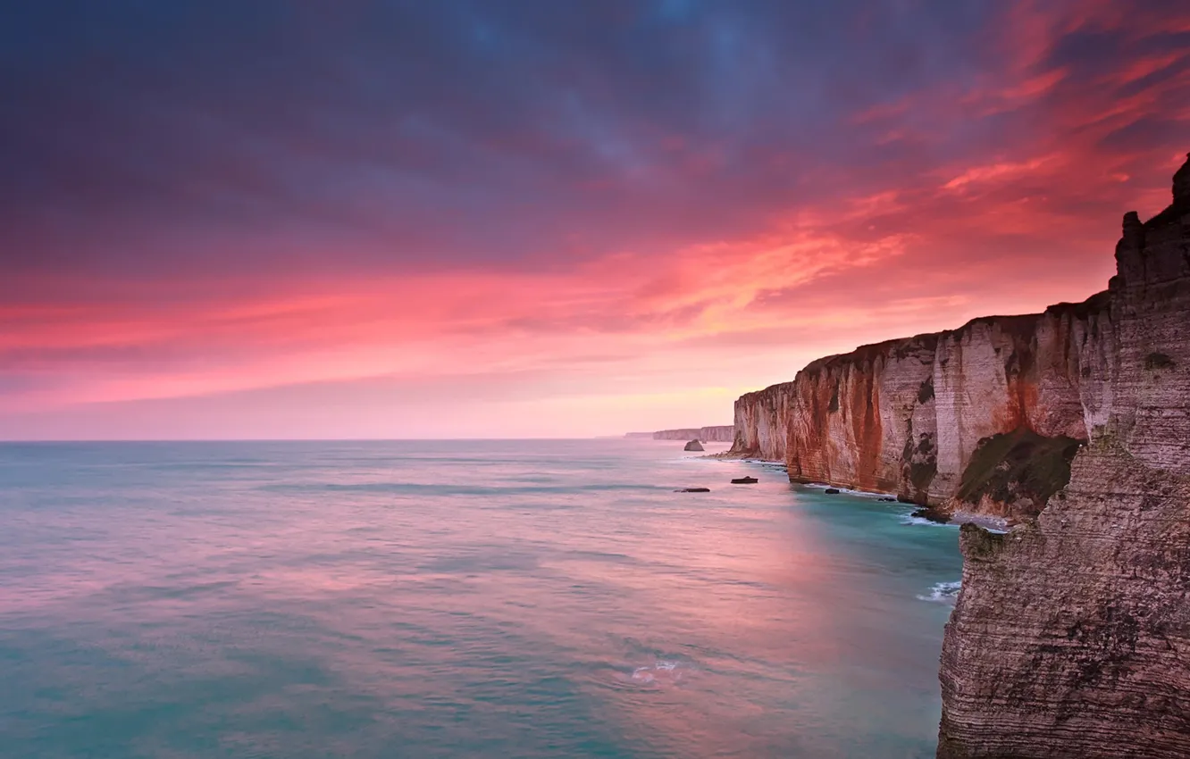 Фото обои sky, sea, landscape, nature, France, clouds, sunrise, horizon