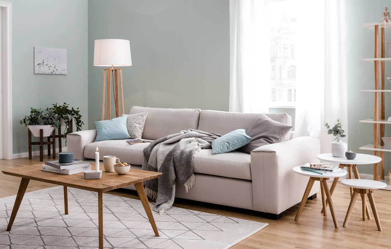 Фото обои интерьер, софа, гостиная, скандинавский стиль, Remarkable living room, by Homemi designs