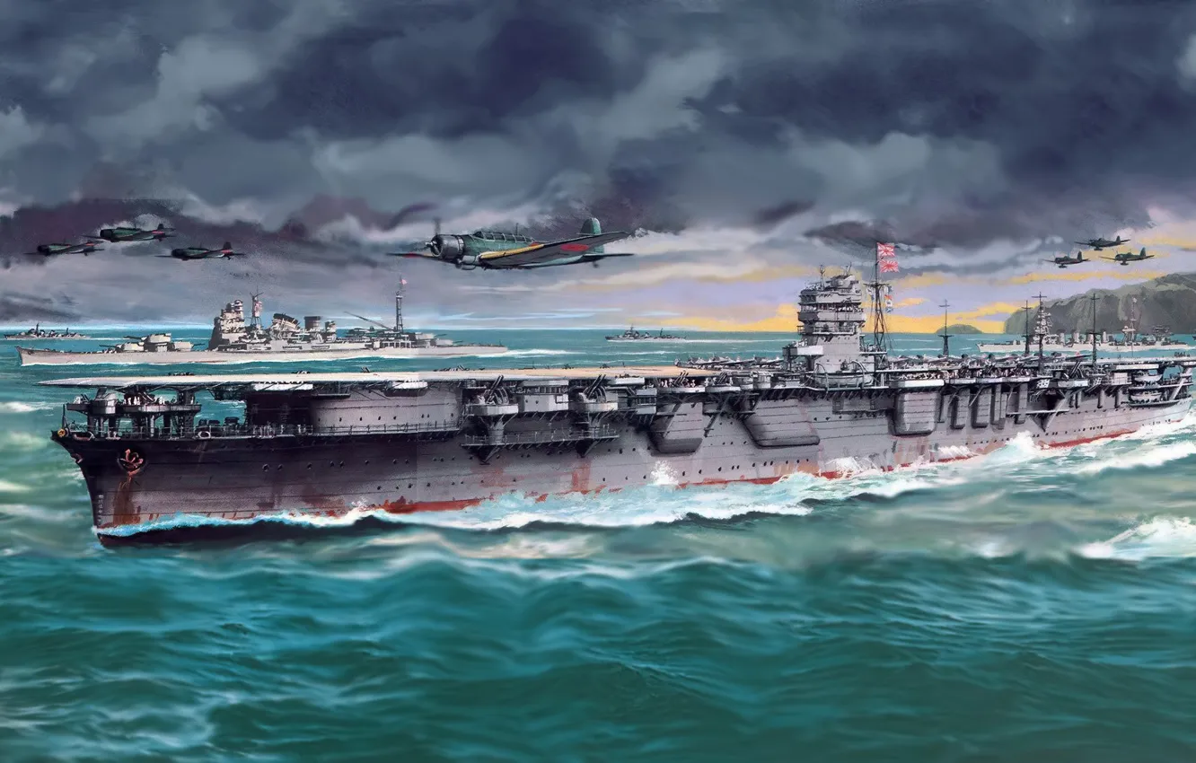 Фото обои aircraft carrier, IJN, hiryu