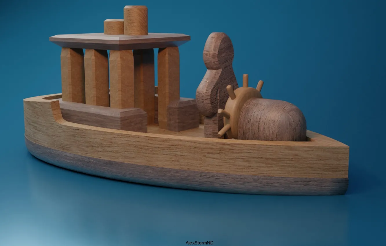 Фото обои деревья, арт, кораблик, декор, AlexStormND