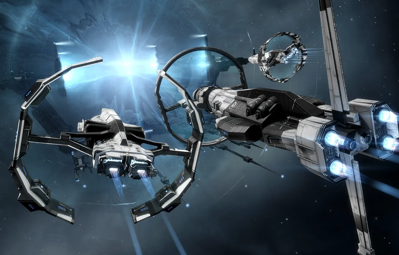 Фото обои туманность, портал, Космос, space, врата, космический корабль, eve online, space ship