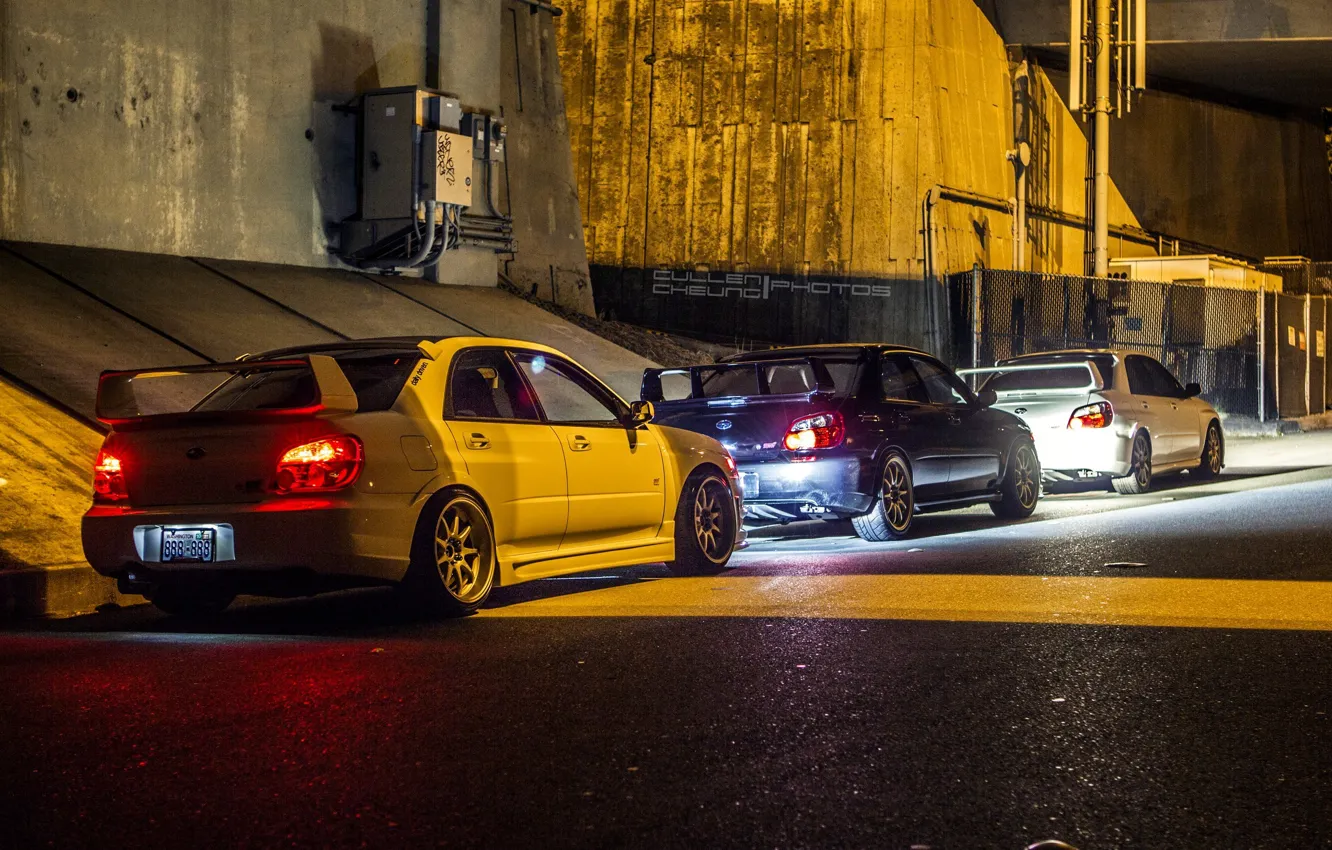 Фото обои свет, city, фары, Subaru, WRX, light, red, STI